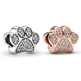 Sparkling Paw Print Charm for Bracelet Bangle Jewelry Making