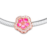 925 Silver Peach Blossom Crystal Bracelet DIY Accessories