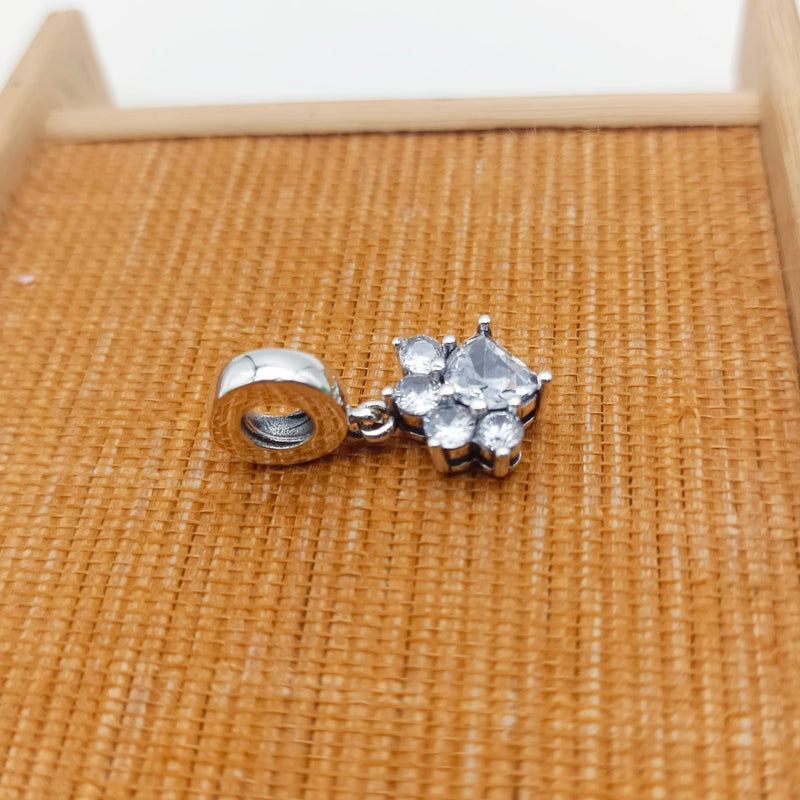 Sparkling Paw Print Dangle Charm Pendant Gift High Jewelry