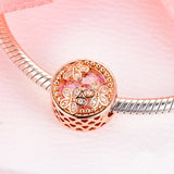 Pink Daisy Flower Charm 925 Silver Jewelry for Bracelets