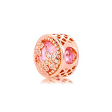 Pink Daisy Flower Charm 925 Silver Jewelry for Bracelets