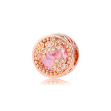 Pink Daisy Flower Charm 925 Silver Jewelry for Bracelets