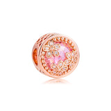 Pink Daisy Flower Charm 925 Silver Jewelry for Bracelets