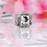 Sparkling Pink Daisy Meadow Flower Charm Bead