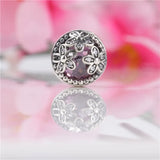 Sparkling Pink Daisy Meadow Flower Charm Bead