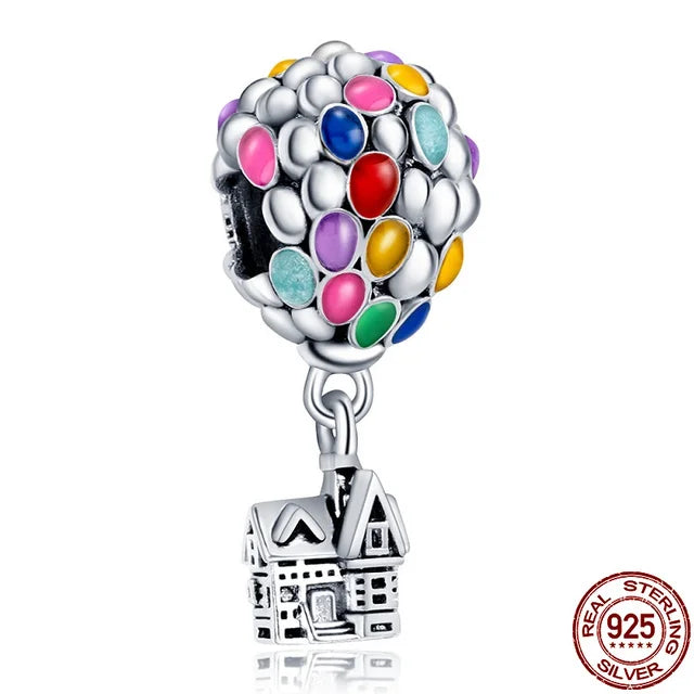 Pink Hot Air Balloon Silver 925 Bracelet Charm Pendant Jewelry Gift