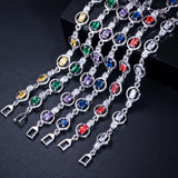 Purple Red CZ Crystal Tennis Bracelet for Women