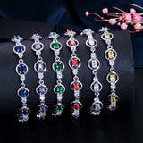 Purple Red CZ Crystal Tennis Bracelet for Women