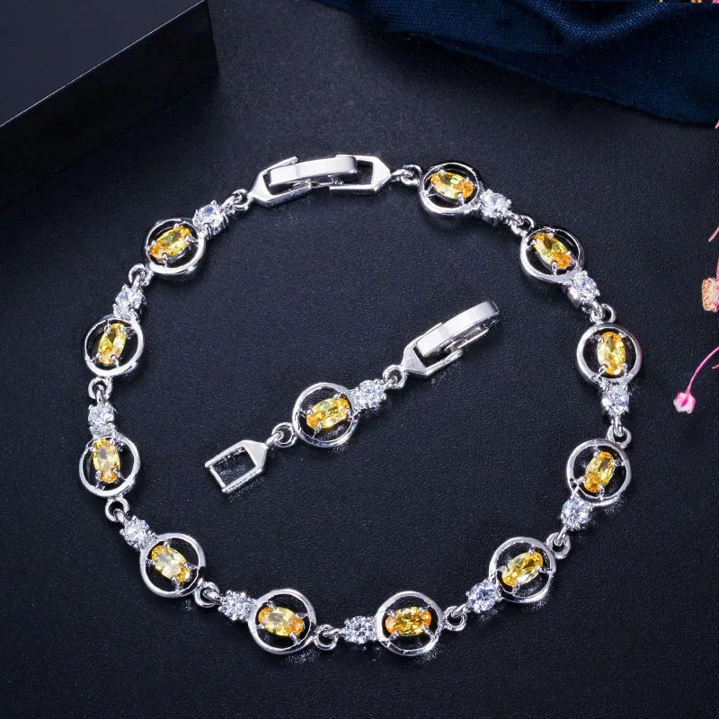 Purple Red CZ Crystal Tennis Bracelet for Women