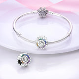 Rainbow Zircon Evil Sun Eye Silver Beads Charm for Jewelry Making