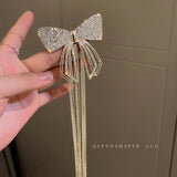 Rhinestone Crystal Butterfly Hair Clip Tassel Hair Pins Party Wedding Jewelry