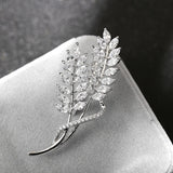 Sparkling Rhinestone Paddy Brooch Pin Leaves Crystal Wheat Ears Brooches