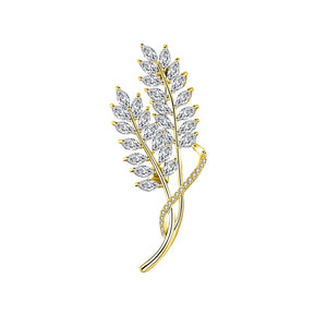 Sparkling Rhinestone Paddy Brooch Pin Leaves Crystal Wheat Ears Brooches