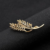 Sparkling Rhinestone Paddy Brooch Pin Leaves Crystal Wheat Ears Brooches