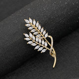 Sparkling Rhinestone Paddy Brooch Pin Leaves Crystal Wheat Ears Brooches