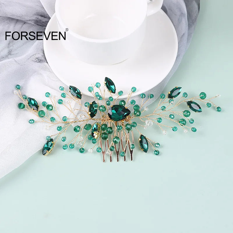 Sparkling Rhinestone Hair Combs Beads Hairpins for Bride Wedding Hair Jewelry