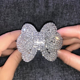 Rhinestone Flower Cuff Bracelet Crystal Open Bangle