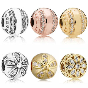 Rose Stripes Hearts Beads 925 Silver Charm for Bracelet