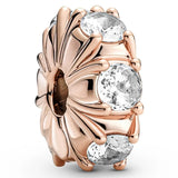 Sparkling Rose Love Ice Charm 925 Sterling Silver Fit Bracelet DIY Jewelry