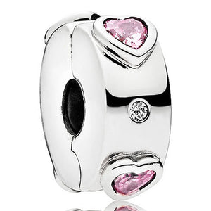 Sparkling Rose Love Ice Charm 925 Sterling Silver Fit Bracelet DIY Jewelry