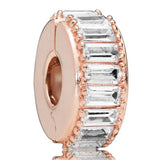 Sparkling Rose Love Ice Charm 925 Sterling Silver Fit Bracelet DIY Jewelry