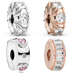 Sparkling Rose Love Ice Charm 925 Sterling Silver Fit Bracelet DIY Jewelry