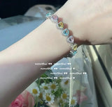 Sparkling Zircon Heart Bracelet Set 18K Plated