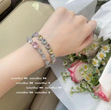 Sparkling Zircon Heart Bracelet Set 18K Plated