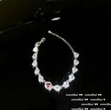 Sparkling Zircon Heart Bracelet Set 18K Plated