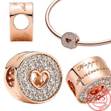 Sparkling Round Cutout Pav? & Heart Anniversary Charm Bracelet