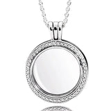 Round Heart Locket Floating Pendant Necklace 925 Sterling Silver Bead Charm