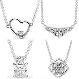 Rose Petals Hearts Asymmetric Collier Necklace 925 Sterling Silver Charm