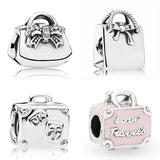 Pink Travel Bag Suitcase Beads 925 Sterling Silver Charm