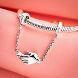 Silver 925 Sparkle Butterfly Safety Chain Charm Bead for Bracelet DIY Jewelry