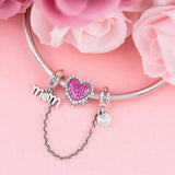 Silver 925 Sparkle Butterfly Safety Chain Charm Bead for Bracelet DIY Jewelry