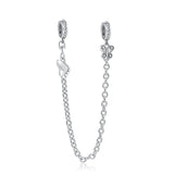 Silver 925 Sparkle Butterfly Safety Chain Charm Bead for Bracelet DIY Jewelry