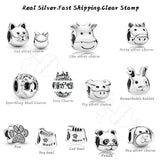 Skull 925 Silver Charms Dog Cat Bowl Beads Rabbit Lion for Bracelets Necklaces