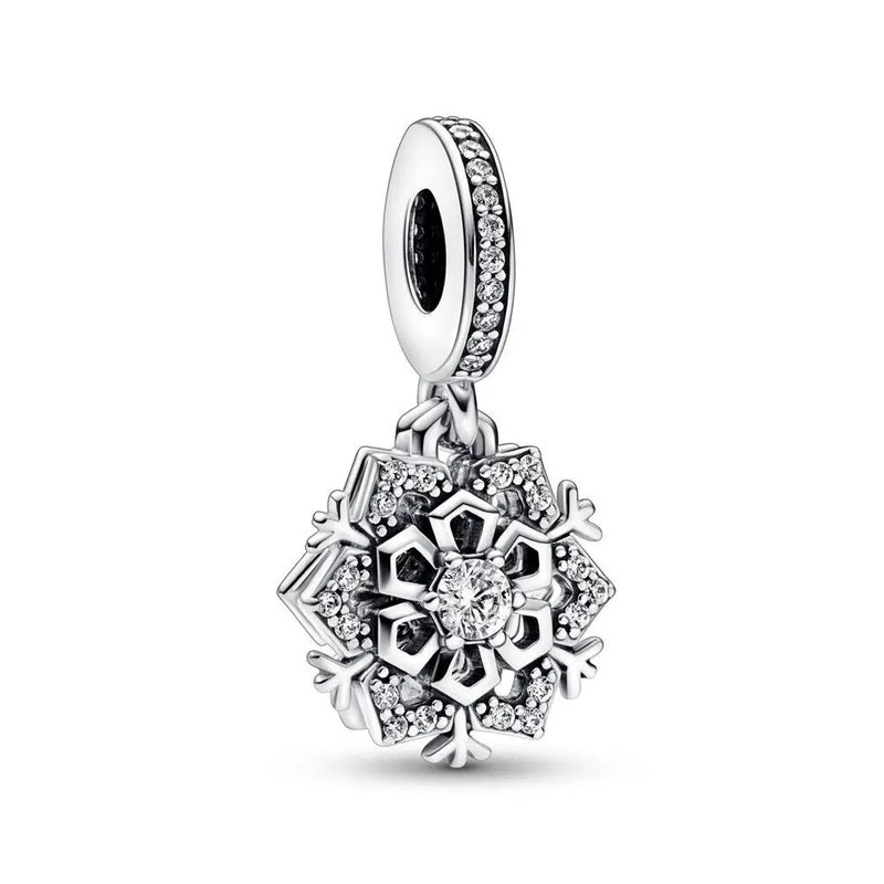 Snowflake Dangle Charms 925 Silver Beads for Bracelet DIY
