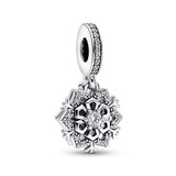 Snowflake Dangle Charms 925 Silver Beads for Bracelet DIY