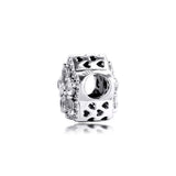 Snowflake Pave Charm for Snake Chain Bracelet, Sterling Silver Winter Bead