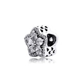 Snowflake Pave Charm for Snake Chain Bracelet, Sterling Silver Winter Bead