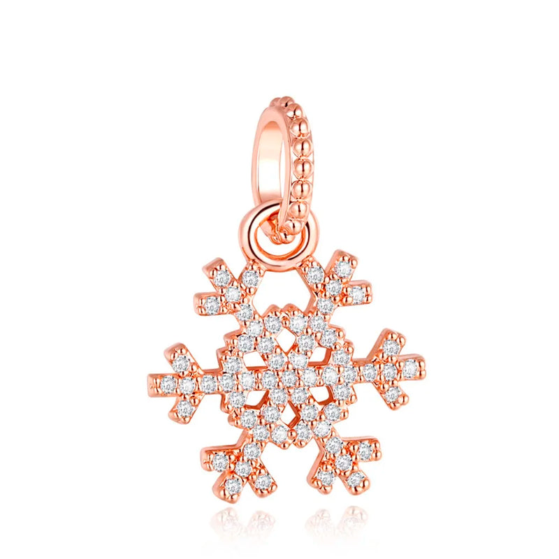 Snowflake Pendant Rose Beads for DIY Jewelry Making