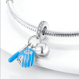 Sparkling Baseball Bat Charm for Bracelet Necklace, 925 Silver DIY Jewelry Gift