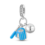 Sparkling Baseball Bat Charm for Bracelet Necklace, 925 Silver DIY Jewelry Gift