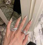 Sparkling Square Row CZ Open Ring for Women