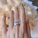 Sparkling Square Row CZ Open Ring for Women