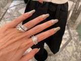 Sparkling Square Row CZ Open Ring for Women