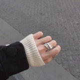 Sparkling Square Row CZ Open Ring for Women