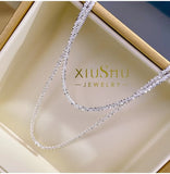 Sparkling Star Clavicle Chain Necklace 925 Sterling Silver