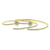 Crystal Silver Bracelet Bangle with Sparkling Stars